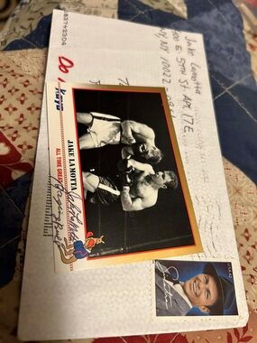Jake LaMotta Raging Bull 1991 Kayo Boxing #201 Autograph - w/ Mailed Envelope